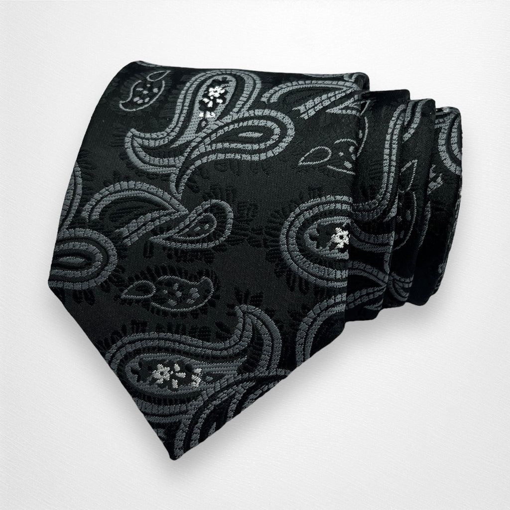 Black And Grey Paisley Tie