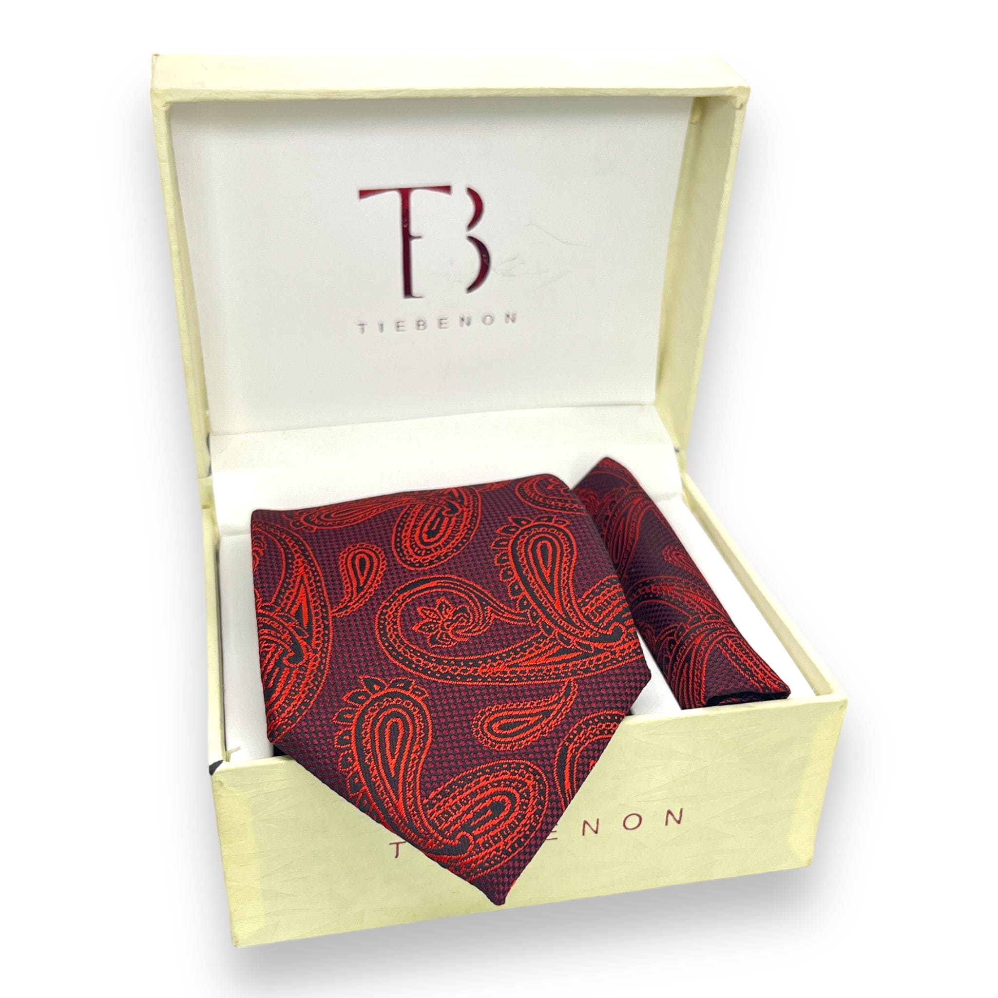 Red And Burgundy Paisley Tie Combo
